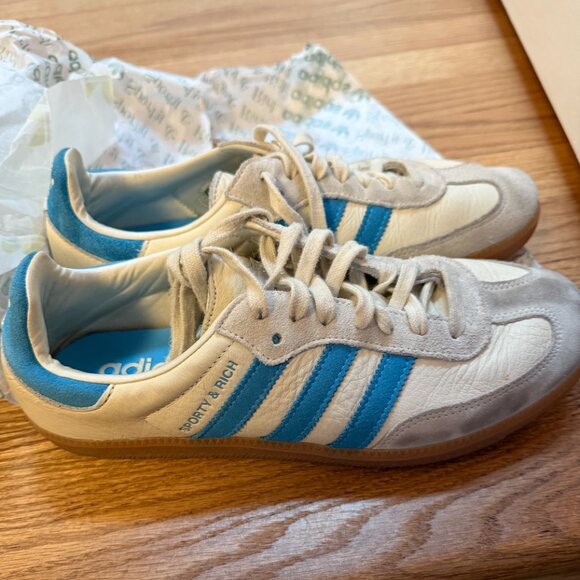 Adidas x Sporty and Ruch Samba Cream and Blue Sneakers - Picture 3 of 6
